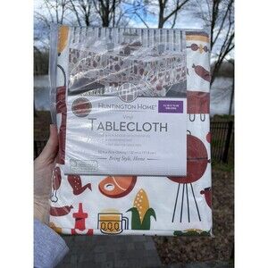 Huntington Home Cookout Tablecloth Vinyl Certified OEKO-TEX 52”x70” Oblong NEW